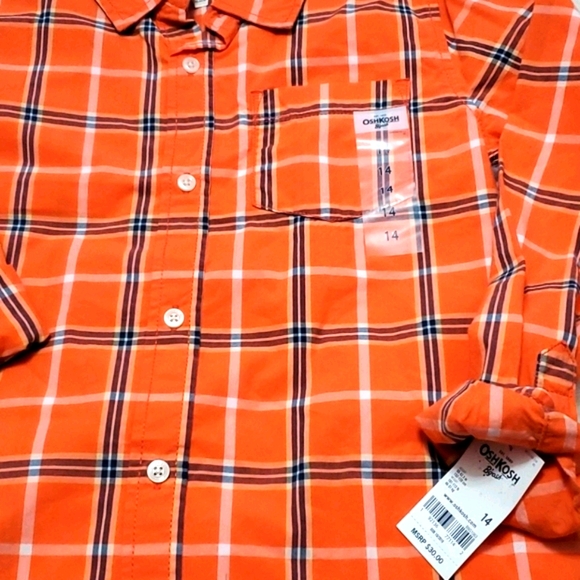 😎NWT: OSHKOSH B'GOSH BIG BOYS SPRING PLAID SHIRT - Picture 5 of 5